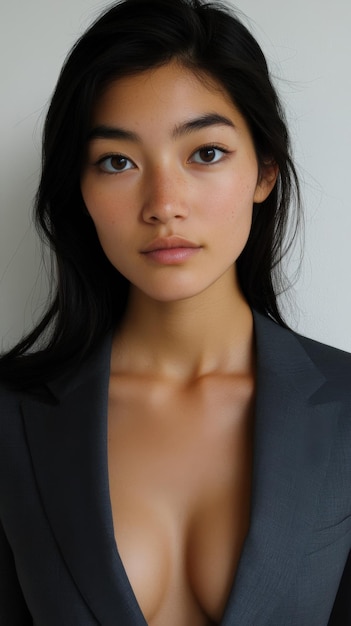 Photo asian female model in business attire posing indoors