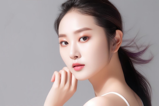 Asian Female Model Flawless Face for Cosmetic Advertisement