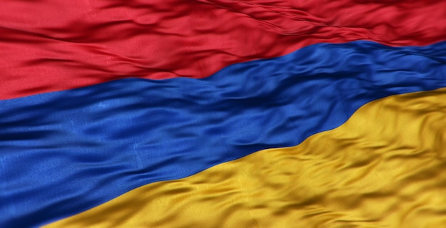 The Asian flag of the country of Armenia is wavy