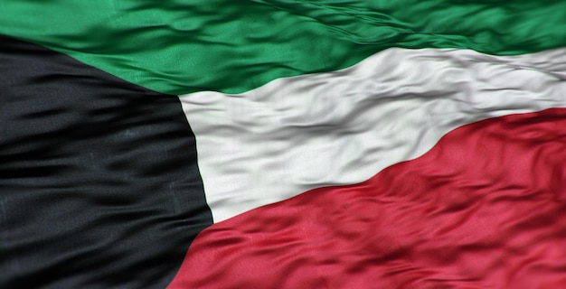 The Asian flag of the country of Kuwait is wavy