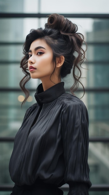 An asian girl has a nice hairstyle