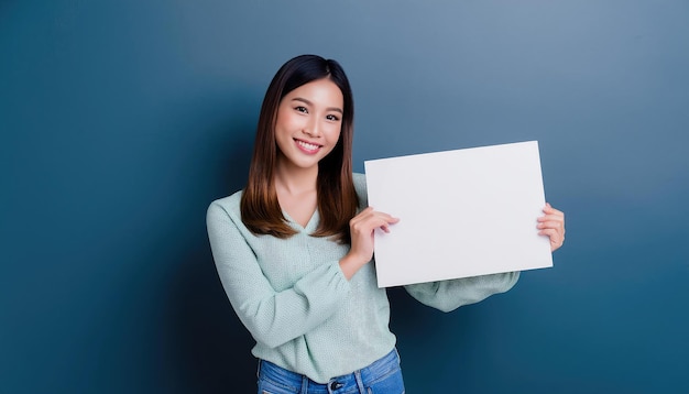 Asian Girl Holding Cardboard