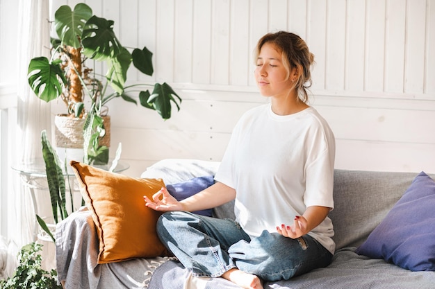 Asian girl meditating