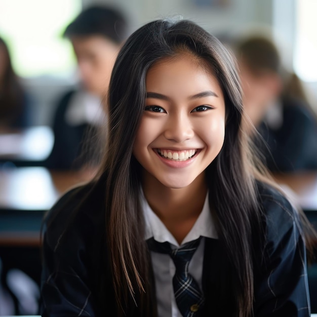 Asian Girls' Education Happy beautiful Asian Girl is smilling