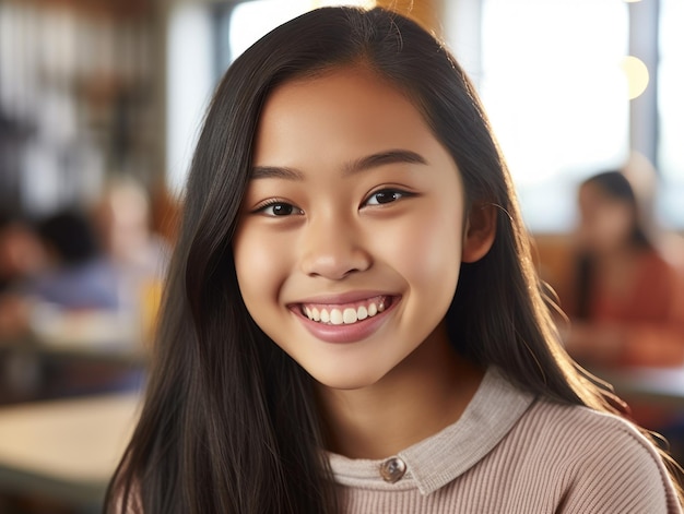 Asian Girls' Education Happy beautiful Asian Girl is smilling