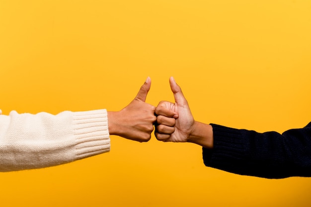 Asian girls holding hands expressing sincerity and solidarity with each other. mutual trust teamwork