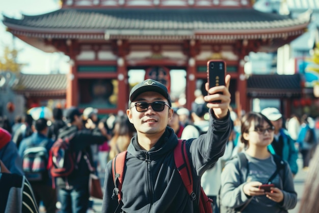 Asian Guy Capturing Travel Memories