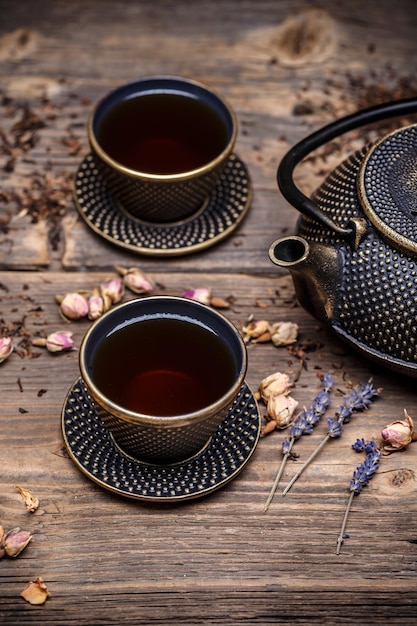 Asian iron tea set