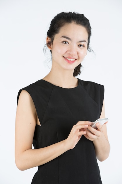 Asian lady using a mobilephone