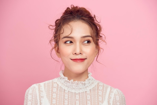 Asian makeup girl in pink background