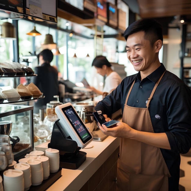 Asian Male Customers Can Use the DriveThrough Pickup Lane