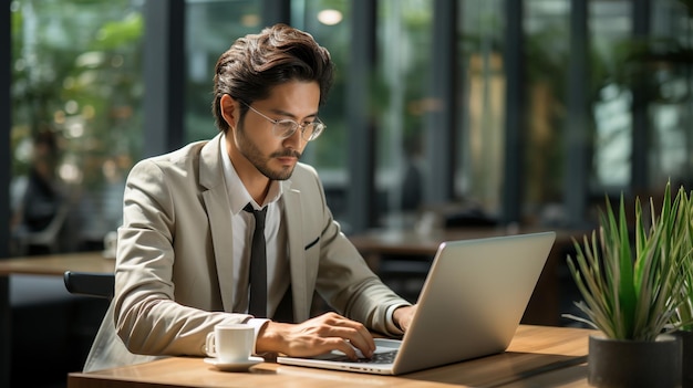 Asian male financial advisor at workplace ai generated image wallpaper