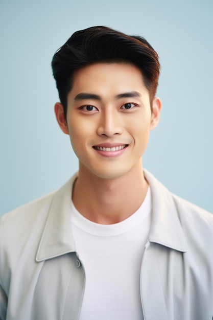 Asian man isolated on pastel background for skincare and beauty concept AI Generated