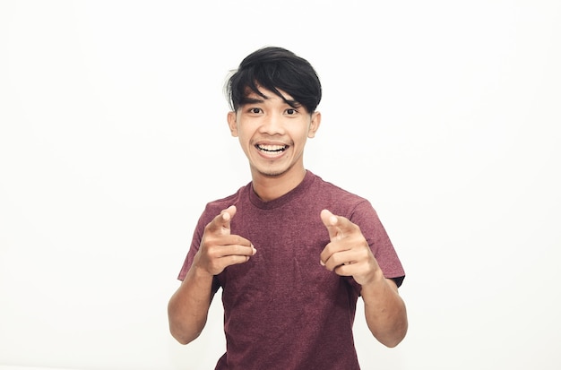 Asian man smiles in casual shirts with a cheerful smile expression