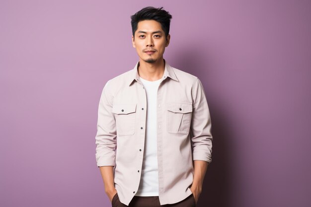 An asian man wearing fashion clothes