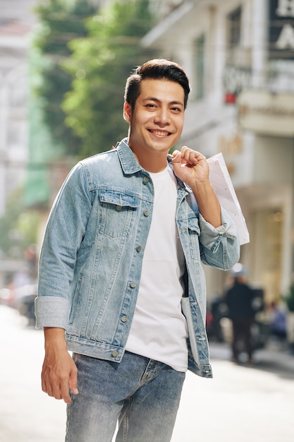 Asian Man With Shopping Bags