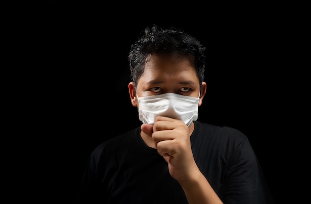 Asian men wear masks to prevent the flu, With cough