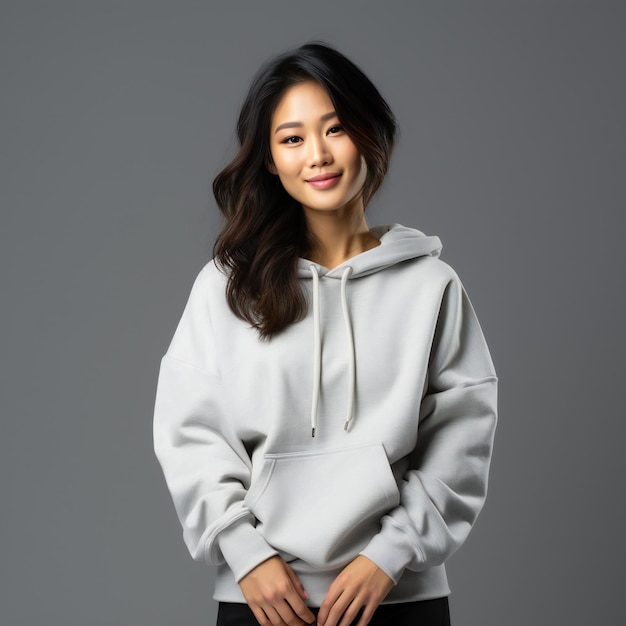 Asian Model's Portrait in Comfortable Sweatshirt