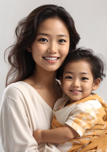 An Asian Mother with Her Beautiful Baby