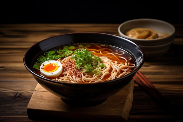 Asian noodle soup with vermicelli and egg