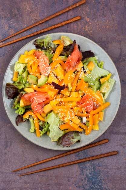 Asian salad with smoked trout