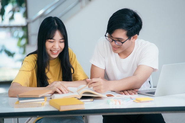 An asian students are reading books and study Tutoring together