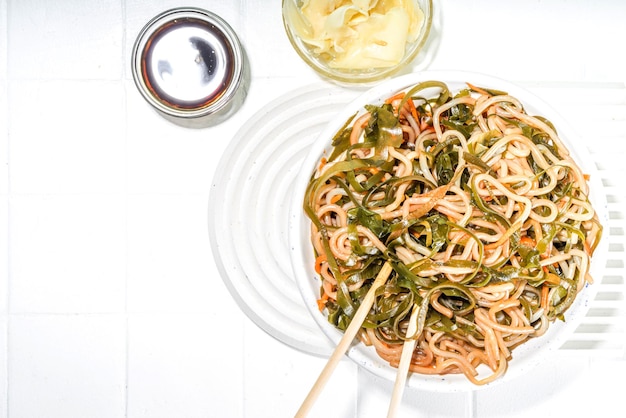 Asian styled noodles with seaweed