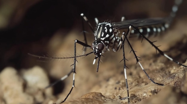 Photo asian tiger mosquito closeup