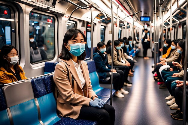 Asian woman donning a medical mask