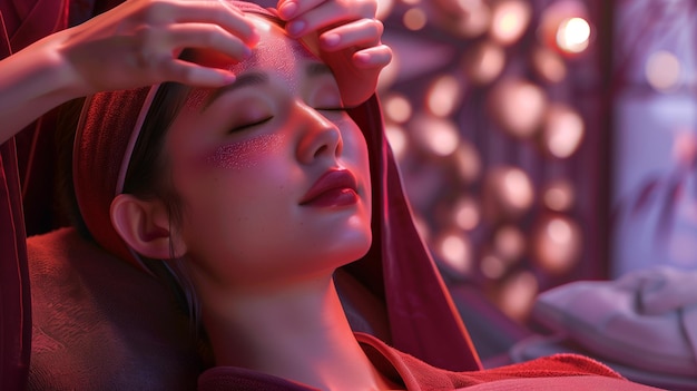 Asian woman getting a facial treatment at a spa