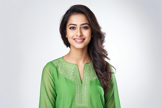 Asian woman in kurta smiling