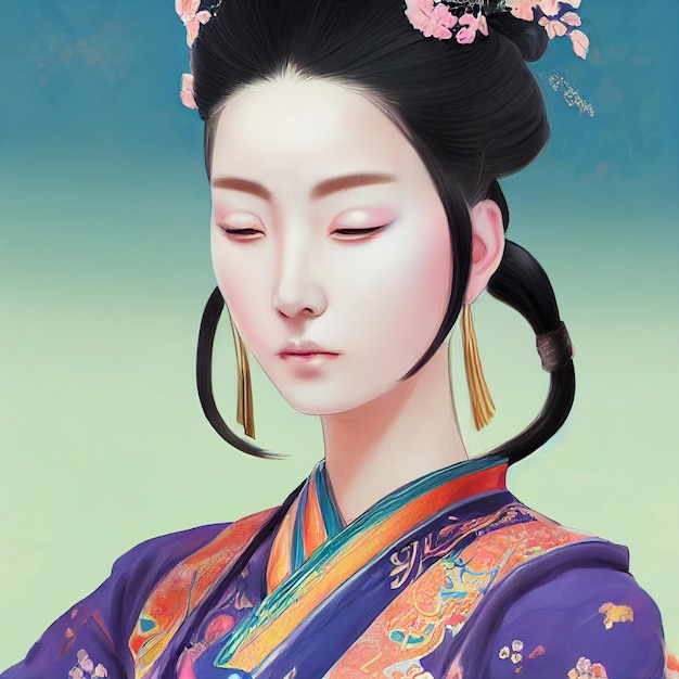 Asian woman portrait illustration