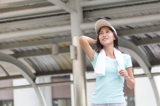 asian woman prepare to workout.