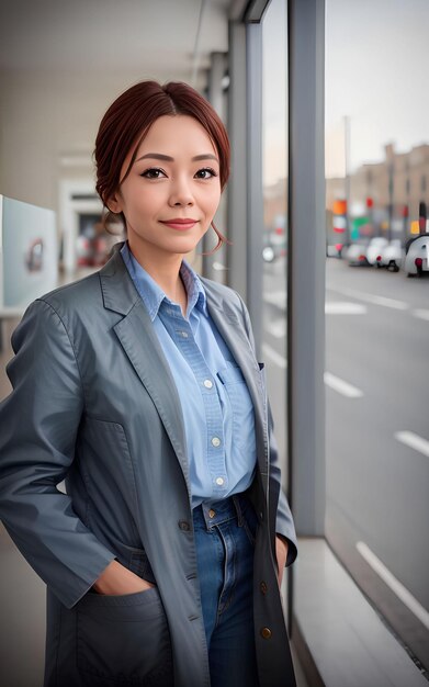 Asian woman researcher scientist wearing lab coat Generative AI