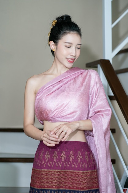 Asian woman in Thailand northern traditional dress