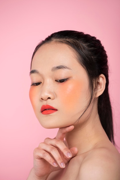 Asian woman wearing make-up