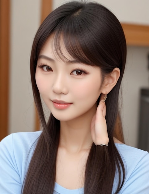 Asian woman with a beautiful face and perfect clean fresh skin cute female model with natural makeup