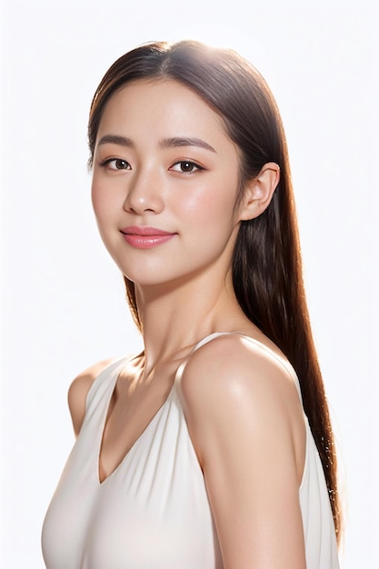 Asian woman with a beautiful face and perfect clean fresh skin cute female model with natural makeup