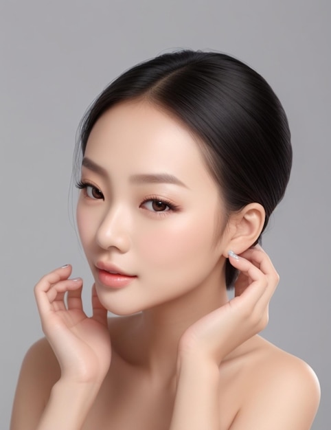 Asian woman with a beautiful face and perfect clean fresh skin