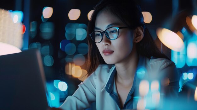 Asian woman working laptop Business woman busy working on laptop computer at office