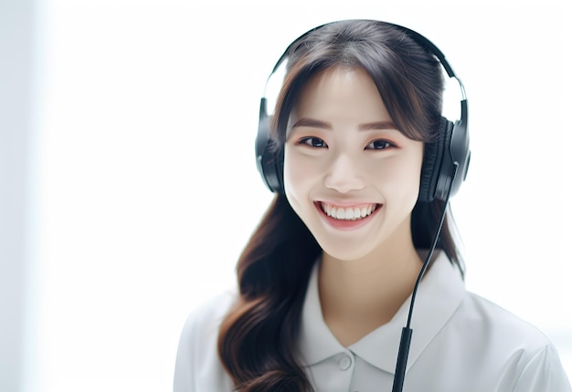 Asian women operator woman agent with headsets working in a call center