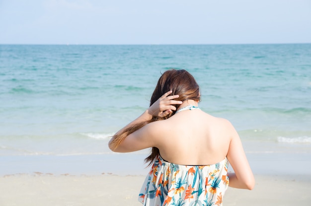 Asian women portrait touch her hair