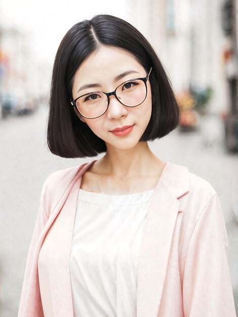 Asian working woman pose for a picture at outdoor park generative AI