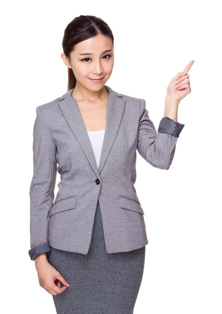 Asian Young businesswoman with finger point up