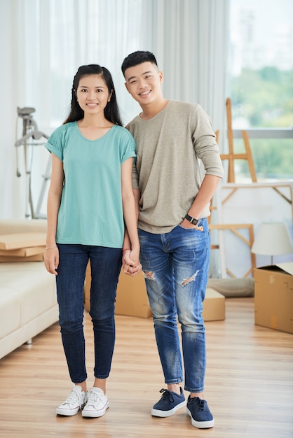 Asian young couple at home