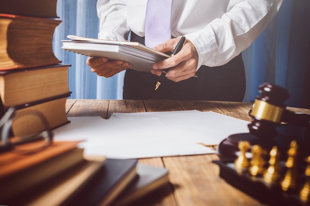 Asian young lawyer in vintage private courtroom