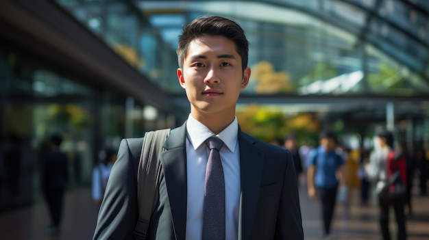 Asian young male happy smiling professional business happy confident positive female entrepreneur in office business coworking looking at camera