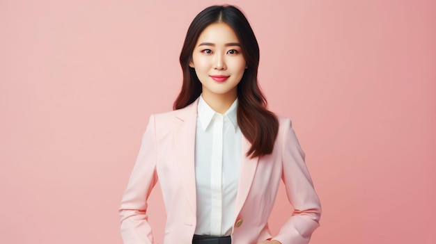 Asian young woman Professional operator standing in office clothes smile