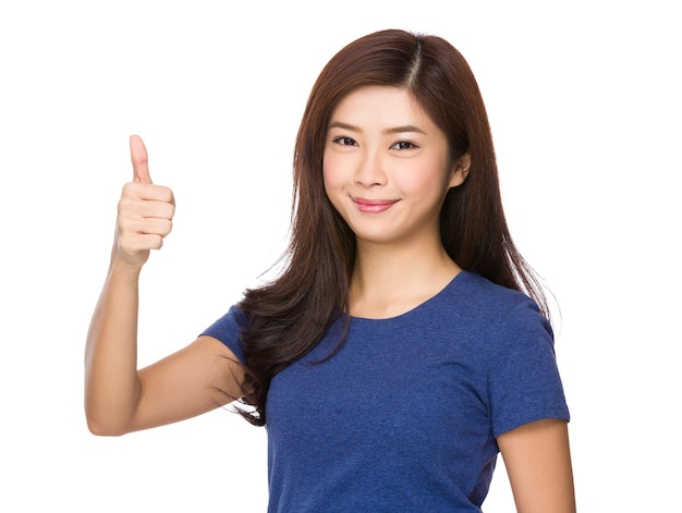 Asian Young woman showing thumb up gesture