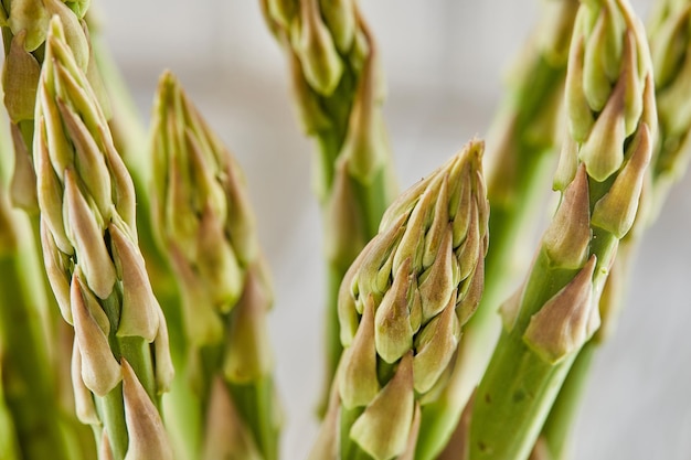 Asparagus on a light wooden background for cooking